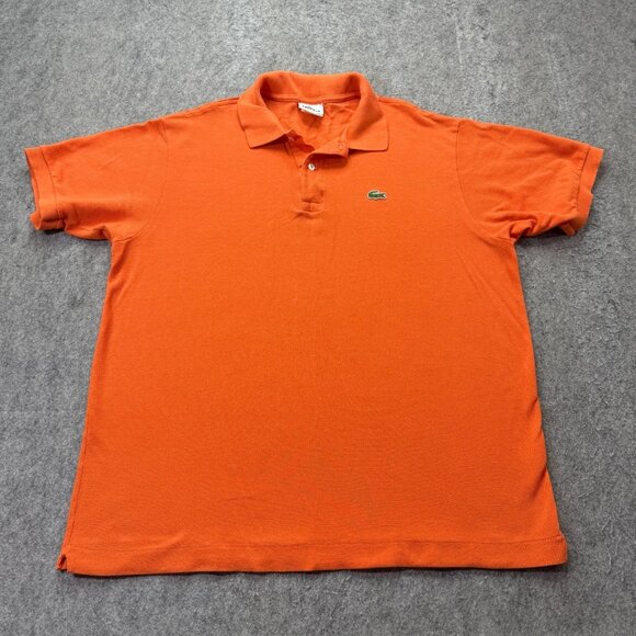 Lacoste Polo Shirt Men 6 Orange Solid Pique Short Sleeve 46" x 27" - Picture 2 of 12